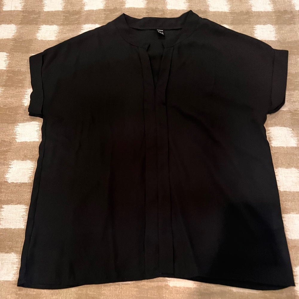 Black Shein Split Neck Top Size Medium - image 1